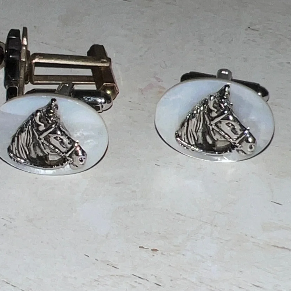 2 Sets Abalone & Mother Pearl Horse Cufflinks
